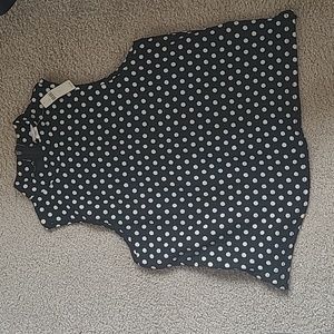 NWT - Anthropologie, Mock Neck Polka Dot Zip Tank L